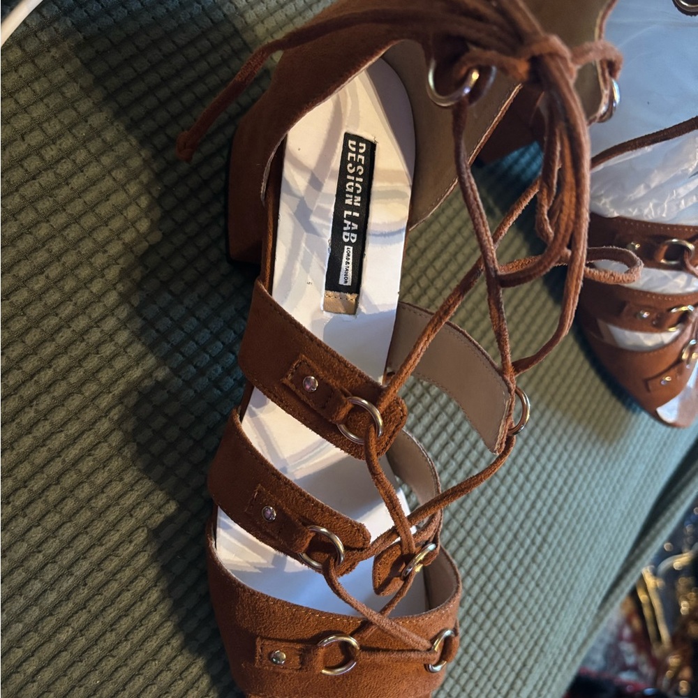 Design Lab Brown Strappy Heels